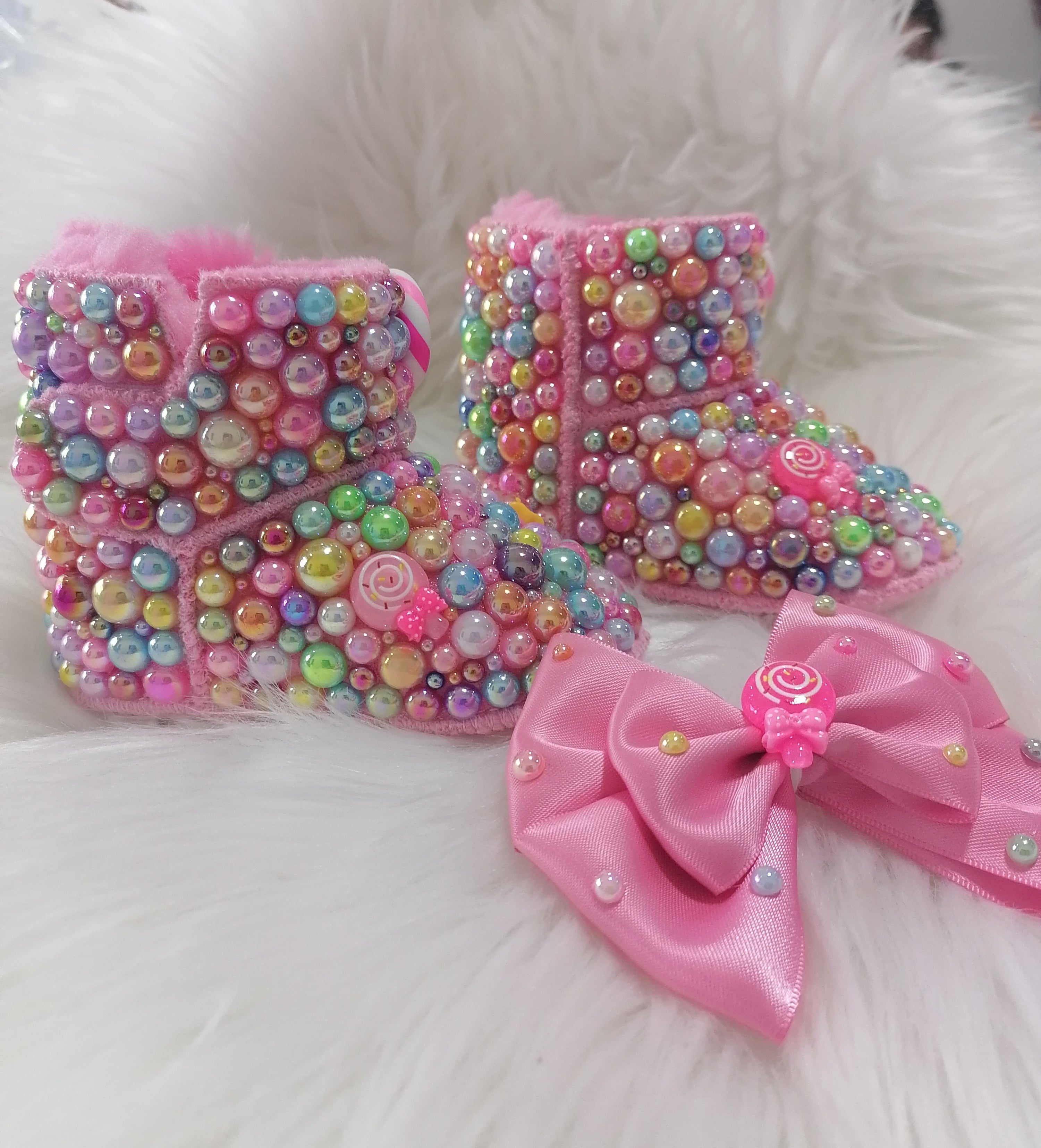 Candyland Winter Boots customized Baby/Toddler Bling Pearl Boots - IR Corp