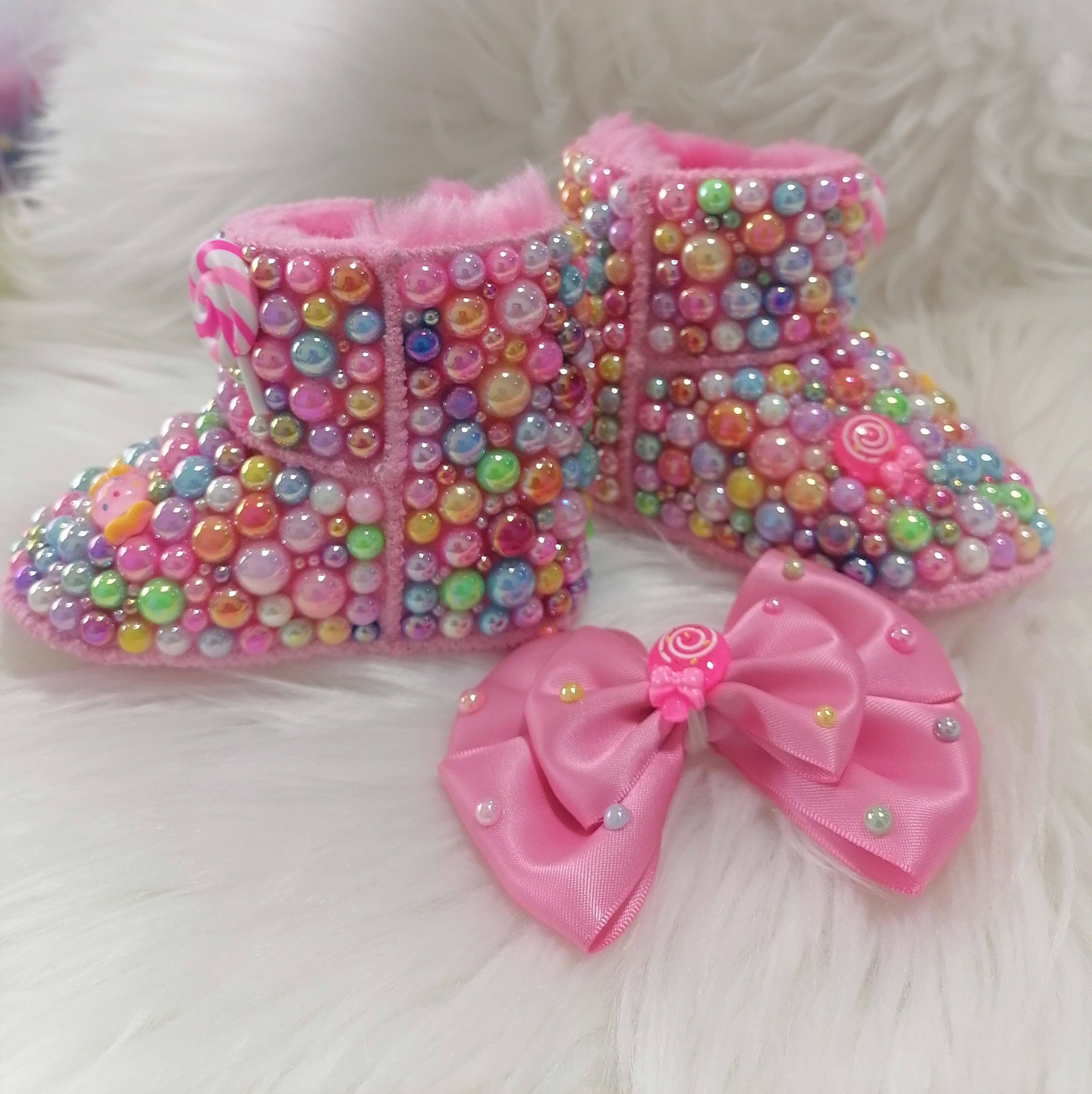 Candyland Winter Boots customized Baby/Toddler Bling Pearl Boots - IR Corp