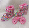 Candyland Winter Boots customized Baby/Toddler Bling Pearl Boots - IR Corp