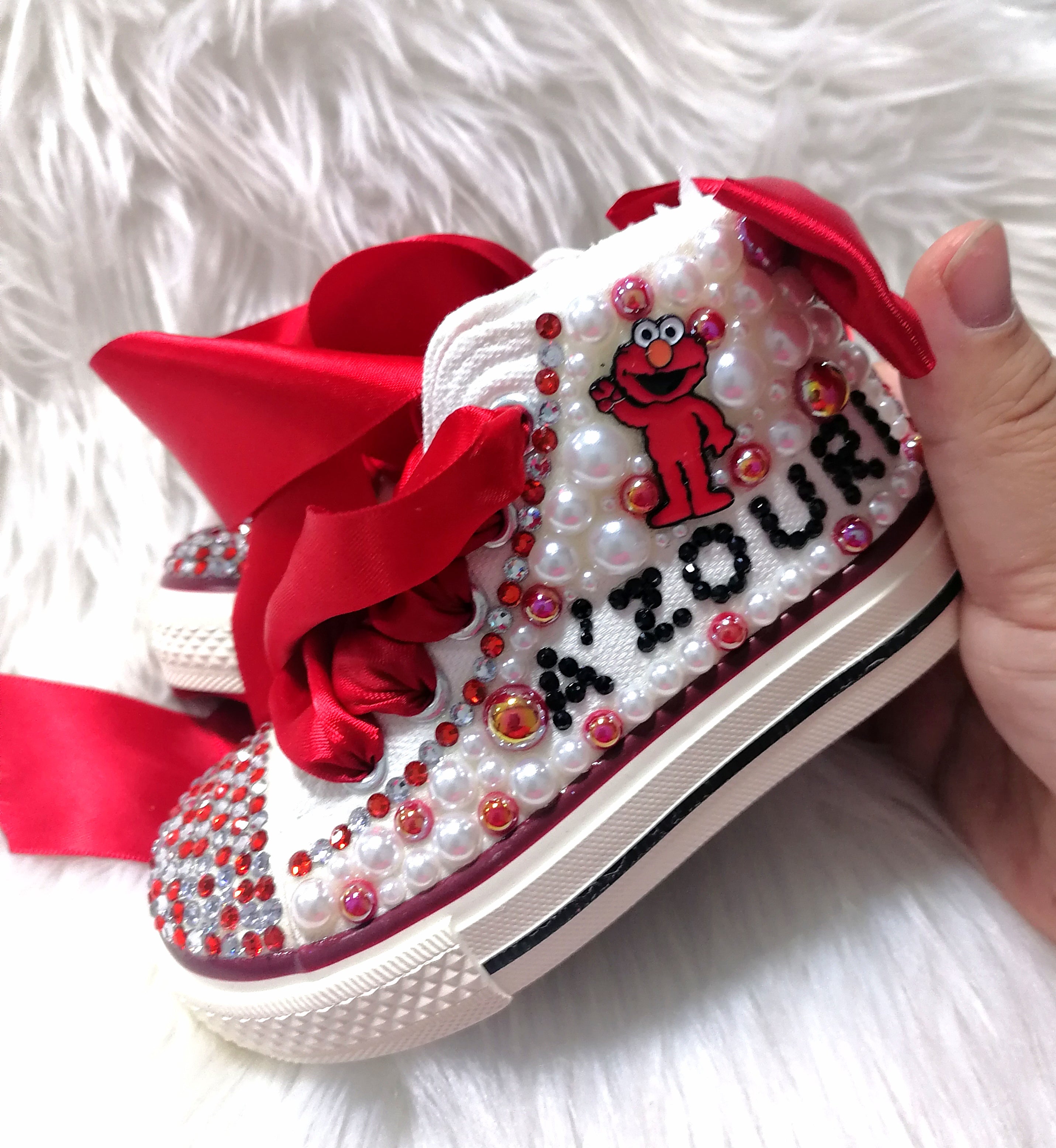 Elmo Customized Pearl Baby/Toddler Bling Name Shoes - IR Corp