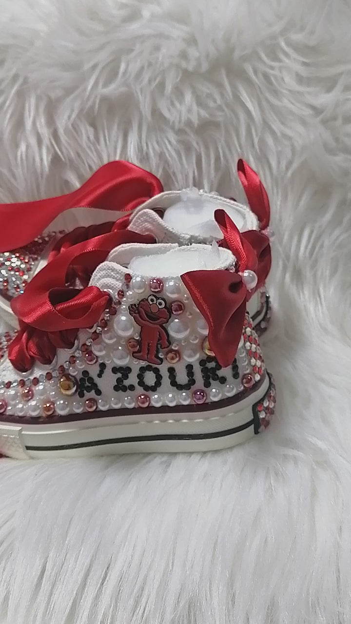 Elmo Customized Pearl Baby/Toddler Bling Name Shoes